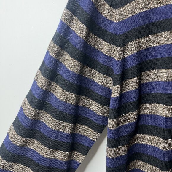 NEW LOFT Womens L Blue Metallic Stripe Cardigan Sweater Button Front Long Sleeve - Picture 9 of 11